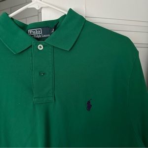 Polo Ralph Lauren Mens Logo Polo L Green Pima Stretch Mesh